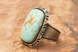 Genuine Number 8 Mine Turquoise Sterling Silver Ring by Navajo Artist Tim Bedah